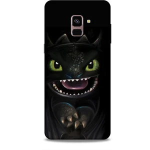 Samsung Galaxy A8 Plus 2018 Kılıf Caliburn 30 Kara Ejderha Kenarları Şeffaf Kapak