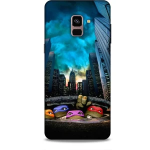 Samsung Galaxy A8 Plus 2018 Kılıf Caliburn 11 Ninja Kablumbağalar 4K Baskılı Kılıf