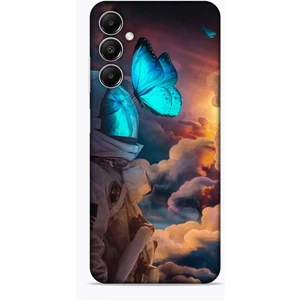 Samsung Galaxy A05S Kılıf Caliburn 4 Mavi Kelebek Silikon Kılıf
