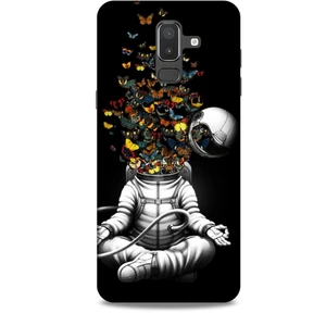 Samsung Galaxy J8 Kılıf Caliburn 1 Astronot ve Kelebekler Telefon Kılıfı