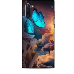 Samsung Galaxy Note 10 Kılıf Caliburn 4 Mavi Kelebek Silikon Kılıf