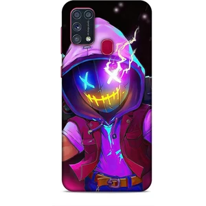 Samsung Galaxy M31 Kılıf Caliburn 19 Maskeli Pembe Tam Koruma Kılıf