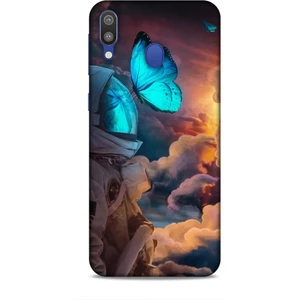 Samsung Galaxy M20 Kılıf Caliburn 4 Mavi Kelebek Silikon Kılıf