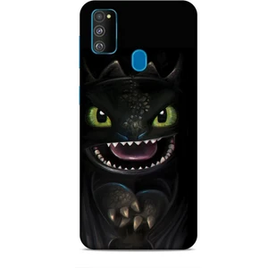 Samsung Galaxy M30S Kılıf Caliburn 30 Kara Ejderha Kenarları Şeffaf Kapak