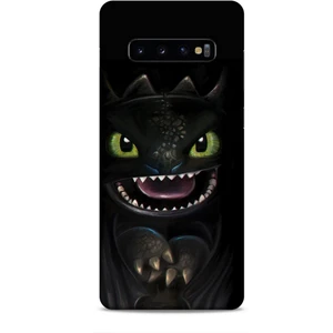 Samsung Galaxy S10 Plus Kılıf Caliburn 30 Kara Ejderha Kenarları Şeffaf Kapak