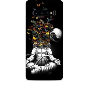 Samsung Galaxy S10 Plus Kılıf Caliburn 1 Astronot ve Kelebekler Telefon Kılıfı