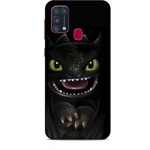 Samsung Galaxy M31 Kılıf Caliburn 30 Kara Ejderha Kenarları Şeffaf Kapak