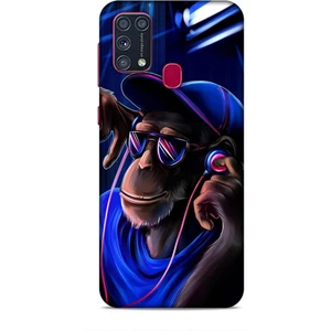 Samsung Galaxy M31 Kılıf Caliburn 20 Maymun Mavi Renkli Kılıf