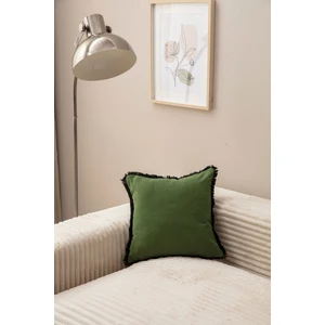 Swıta Saçaklı Tek Renk 43X43 Kırlent Kılıfı Yeşil