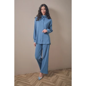 Fullamodest Gömlek Yaka Bürümcük Kumaş İkili Takım