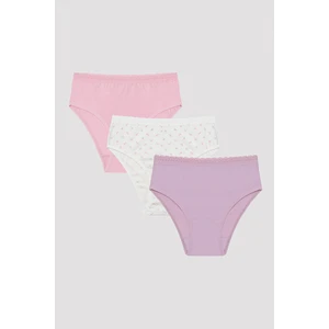 Kız Çocuk Çiçekli 3lü Slip Külot