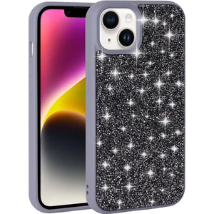 Apple iPhone 13 ile Uyumlu Kılıf Arka Yüzeyi Parlak Taşlı Tasarımlı Kapak