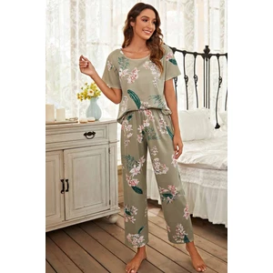 Merry See Çicek Baskılı Soft Kumaş Kısa Kollu Pijama Takımı