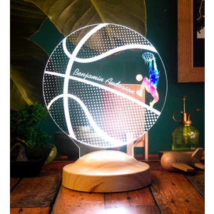 Sevgi Lambası Basketbol Severlere Hediye, Isimli Basketbolcu Hediyesi 3D LED Lamba, Basketbol Topu