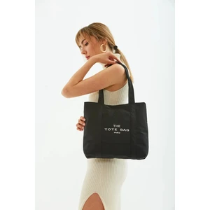 Fv Store Shaka U46 Çıt Çıt Kapatmalı Ön Cep Detaylı Tote Bag Işlemeli Kanvas Kadın Kol ve Omuz Çantası U:30 E: