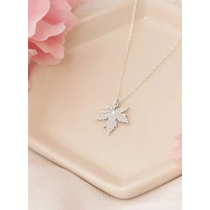 Dkmn Silver Damarlı Çınar Yaprağı Gümüş Kolye