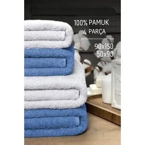 Mira Home 4 Lü Banyo Havlusu Takımı Soft Büyük Havlulu Pamuklu Havlu Seti 90X150 cm Beyaz