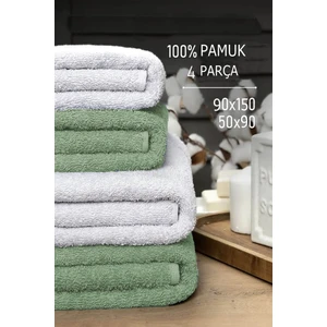 Mira Home 4 Lü Banyo Havlusu Takımı Soft Büyük Havlulu Pamuklu Havlu Seti 90X150 cm Beyaz