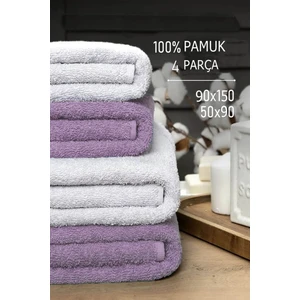 Mira Home 4 Lü Banyo Havlusu Takımı Soft Büyük Havlulu Pamuklu Havlu Seti 90X150 cm Beyaz