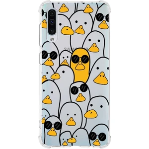 Samsung Galaxy A30S Uyumlu Köşe Korumalı Antişok Kapak Duck Tasarımlı Şeffaf Silikon Kılıf