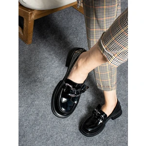 Alemdar Shoes Poppy Siyah Rugan Zincir Detay Kadın Loafer