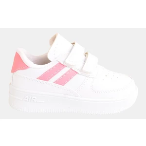 Günlük Unisex Çocuk Şeritli Beyaz Sneaker Cırtlı Hafif Rahat Spor Ayakkabı