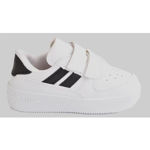 Günlük Unisex Çocuk Şeritli Beyaz Sneaker Cırtlı Hafif Rahat Spor Ayakkabı