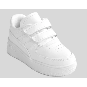 Günlük Unisex Çocuk Şeritli Beyaz Sneaker Cırtlı Hafif Rahat Spor Ayakkabı