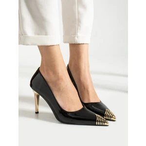 Alemdar Shoes Shıne Siyah Rugan Topuklu Ayakkabı
