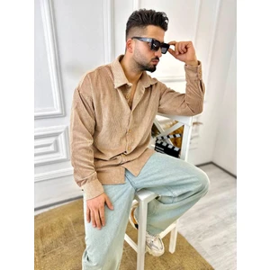 Elku Moda Gömlek Oversize Fitilli Kadife Gömlek