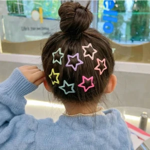 Efna Store 6 Lı Yıldız Model Karışık Pastel Renkli 3,5 cm Çocuk Çıt Çıt Toka
