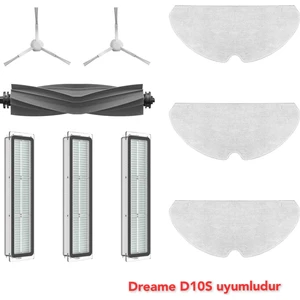Lin Grup Dreame D10S Uyumlu Yedek Fırça Filtre Paspas Seti