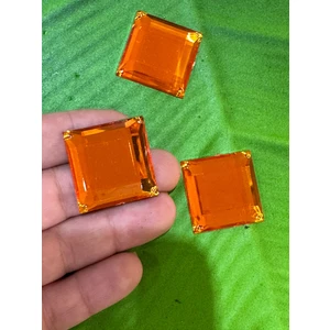 Gönülden Tasarım 2x2 cm 3 Adet Kare Delikli Opal Turuncu Taş Giyim Dikiş Aksesuarı