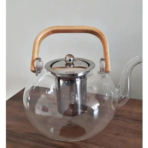 Ateşe Dayanıklı Çelik Süzgeçli Ahşap Saplı Lüx Cam Demlik 1500ML-20814