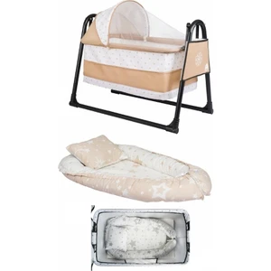 Özbay Btrend Sallanır Sepet Beşik Bebek Beşiği Black Kadro+Babynest Yatak ve Yastık 2 Li Set