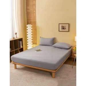 Ranforce Pamuklu Gri Yastık Kılıflı Lastikli Çarşaf Takımı 100 x 200