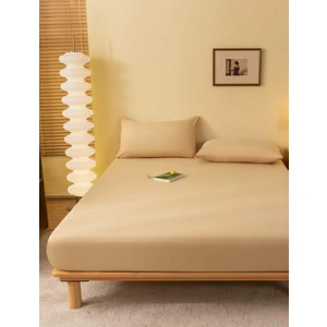 Ranforce Pamuklu Sütlü Kahve Yastık Kılıflı Lastikli Çarşaf Takımı 160 x 200