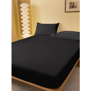 Ranforce Pamuklu Siyah Yastık Kılıflı Lastikli Çarşaf Takımı 160 x 200