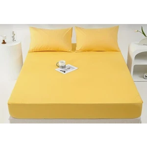 Ranforce Pamuklu Sarı Yastık Kılıflı Lastikli Çarşaf Takımı 100 x 200