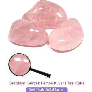 Tesbih Atölyesi Sertifikalı Gerçek Pembe Kuvars Taşı Doğal Taş Kütle Parça
