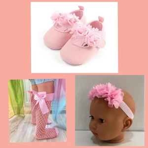 Hira Kids Collection Bebek Patik Ayakkabı-Bandana-File Çorap