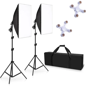 50X70CM Softbox 4 Duylu Ikili Sürekli Işık Seti Foto Video Ürün Çekim Makyaj 50X70 Softbox Çantalı