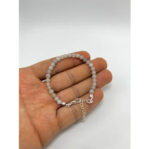 Yıldız Doğal Taş Labrodorit 4 mm 925 Ayar Gümüş Doğal Taş Bileklik Uzatma Zincirli