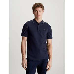 Calvin Klein Erkek Pamuklu Logolu Dokuma Kumaş Mavi Polo Yaka T-Shirt K10K112751-CHW