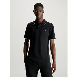 Calvin Klein Erkek Pamuklu Logolu Dokuma Kumaş Siyah Polo Yaka T-Shirt K10K112751-BEH