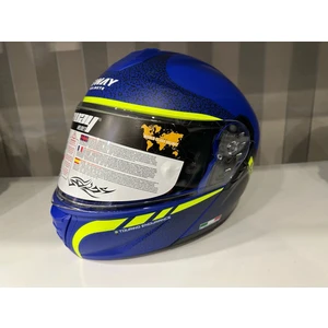 Kask SW-917 Stars Mat Blue/yellow Çene Açılır Güneş Gözlüklü