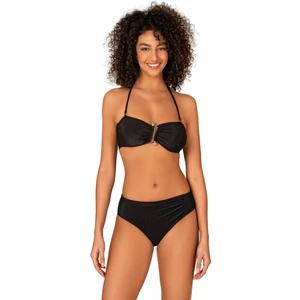 Kadın Aksesuarlı Fitilli Dokulu Siyah Bikini Takımı