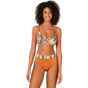 Kadın Biye Detaylı Toparlayıcı Desenli Bikini Takımı