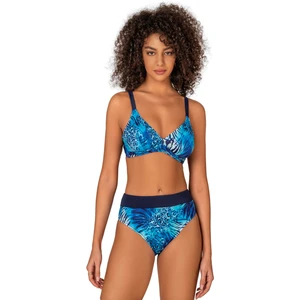 Kadın Mavi Leopar Desenli Toparlayıcı Bikini Takımı