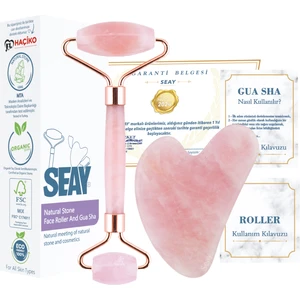 Pembe Kuvars Face Roller Ve Kalp Gua Sha Yüz Masaj Aleti Seti